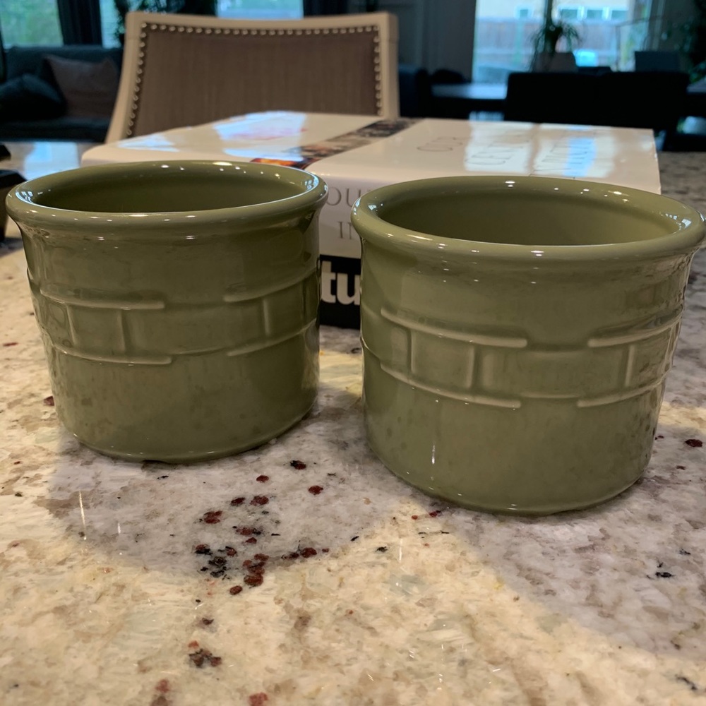 Longaberger pottery 1 pink small 3.5” crock green - Picture 5 of 5